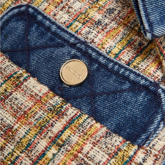 Sandro Christine tweed jacket with denim trim - Picture 5 of 5